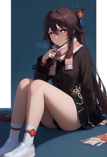 genshin impact,hutao,spring,student uniform,knit sweater  - AI generated anime art