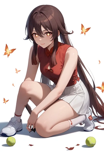 genshin impact,hutao,tennis skirt  - AI generated anime art