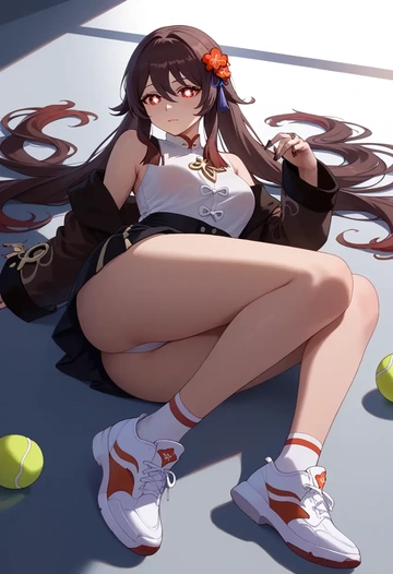 genshin impact,hutao,tennis skirt  - AI generated anime art