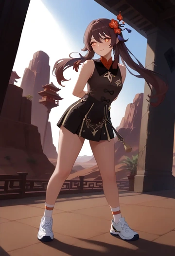 genshin impact,hutao,tennis skirt  - AI generated anime art