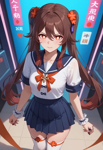 genshin impact,hutao,sailor, uniform  - AI generated anime art