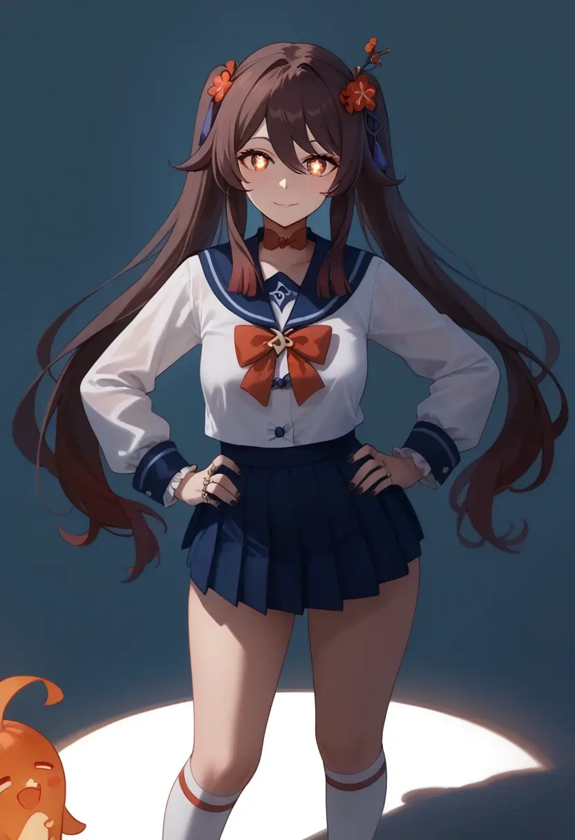 genshin impact,hutao,sailor, uniform  - 