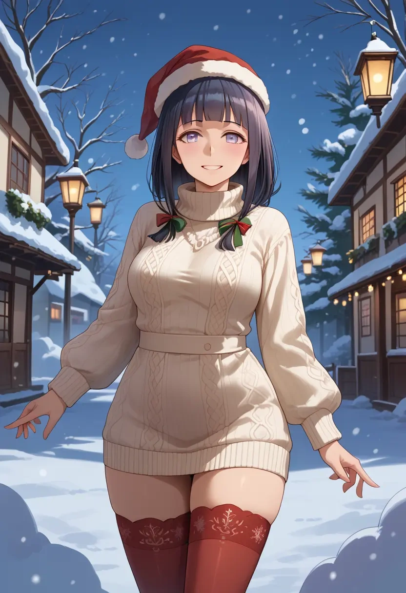 kantai_collection,hyuuga_(kancolle),Christmas,sweater dress,stockings  - 