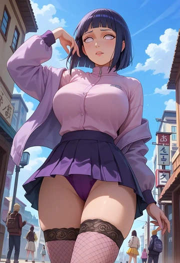 naruto_(series),hyuuga_hinata,mini skirt, stockings  - AI generated anime art