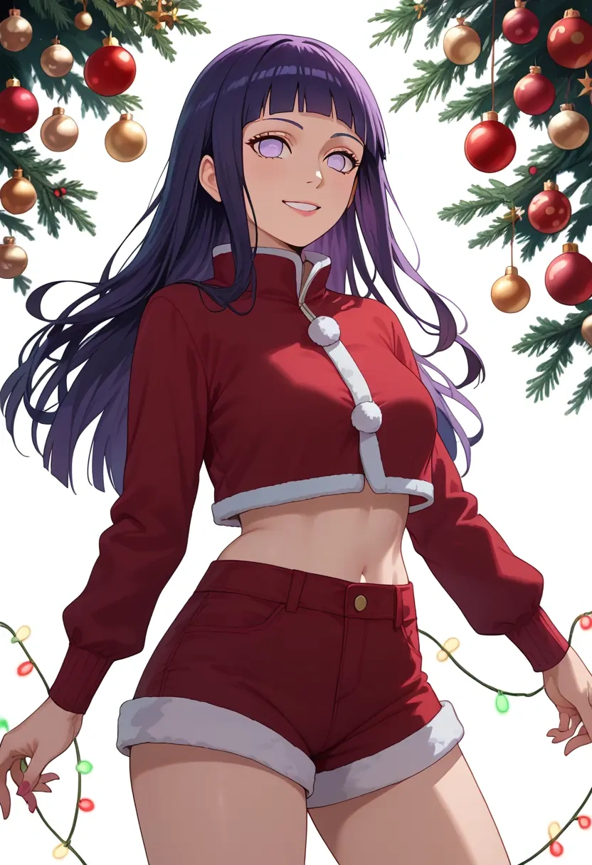 naruto_(series),hyuuga_hinata,Christmas,red velvet shorts  - 