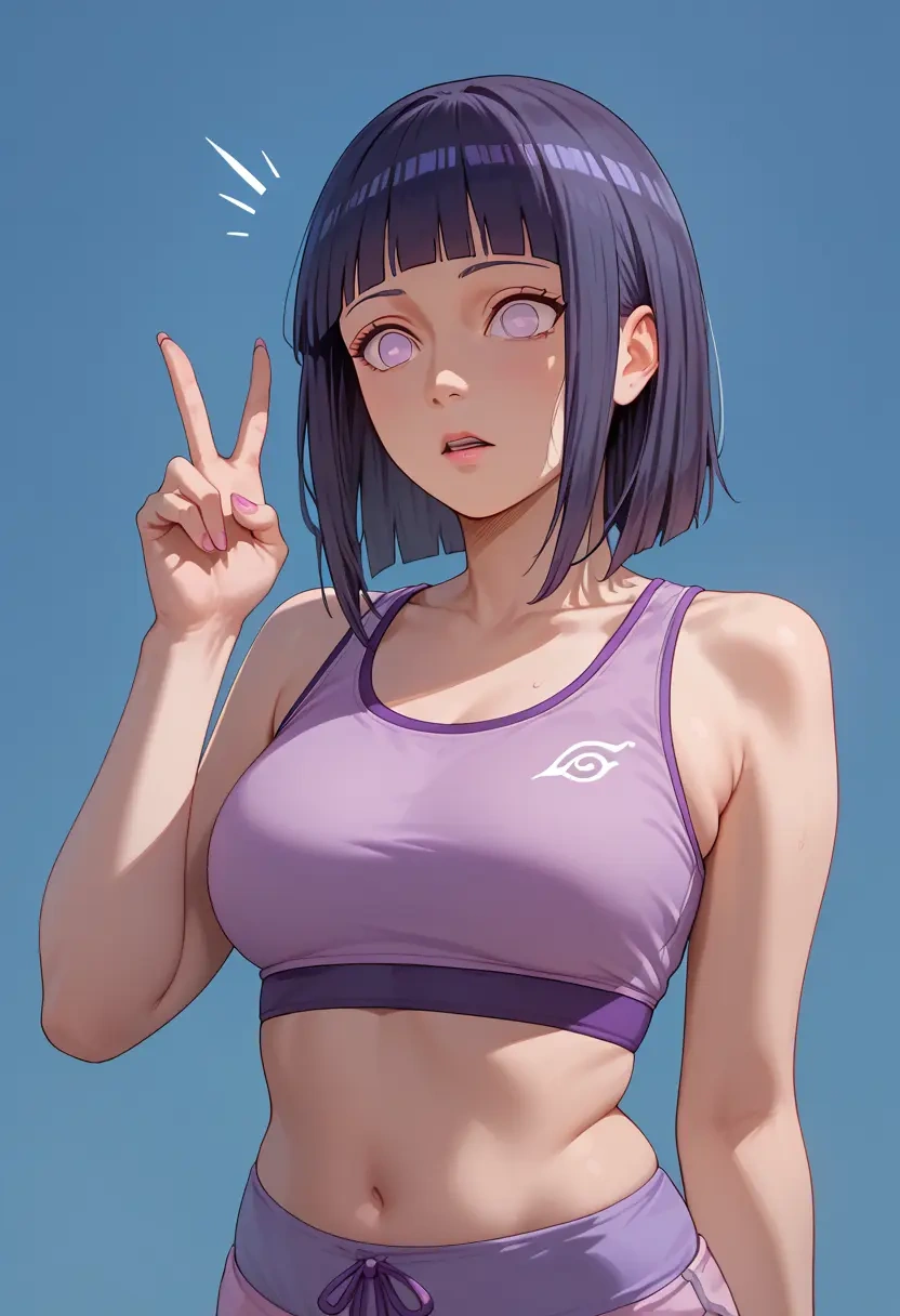 naruto_(series),hyuuga_hinata,sports bra,wide-leg joggers  - 