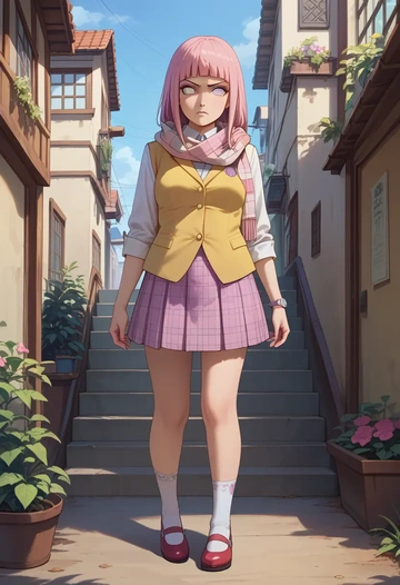 naruto_(series),hyuuga_hinata,spring,student uniform,vest  - AI generated anime art