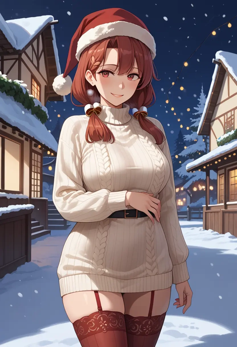 kantai_collection,i-168_(kancolle),Christmas,sweater dress,stockings  - 