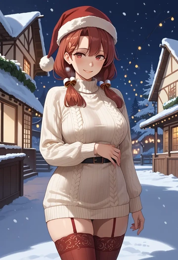 kantai_collection,i-168_(kancolle),Christmas,sweater dress,stockings  - AI generated anime art