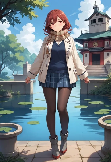 kantai_collection,i-168_(kancolle),winter,student uniform,down jacket  - AI generated anime art