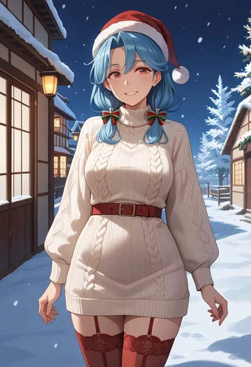 kantai_collection,i-19_(kancolle),Christmas,sweater dress,stockings  - AI generated anime art