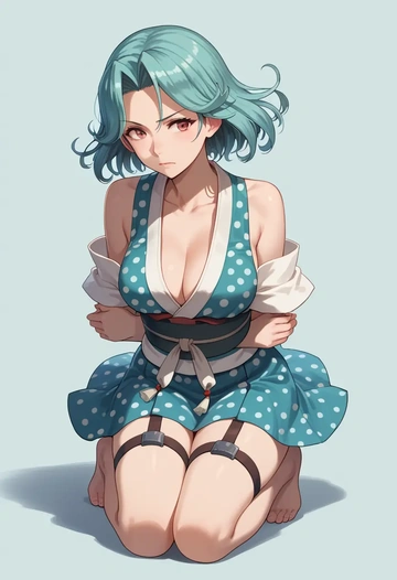 kantai_collection,i-19_(kancolle),silk slip dress,polka dots  - AI generated anime art