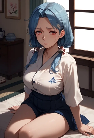 kantai_collection,i-19_(kancolle),calligraphy print shirt,dolphin shorts  - AI generated anime art