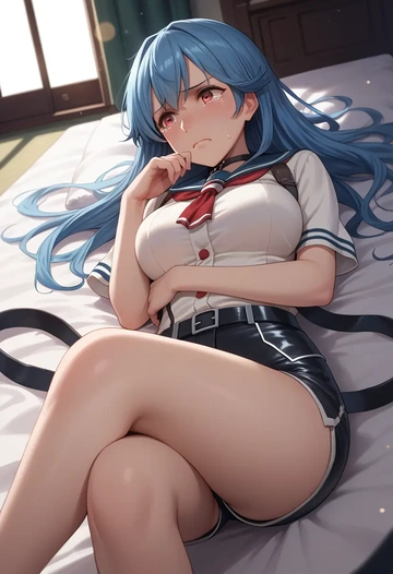 kantai_collection,i-19_(kancolle),leather,shorts  - AI generated anime art