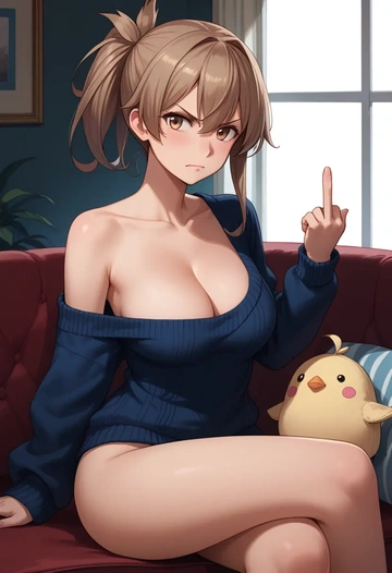 kantai_collection,i-26_(kancolle),off-shoulder,sweater  - AI generated anime art