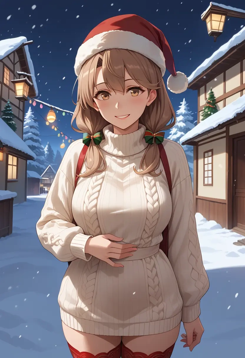 kantai_collection,i-26_(kancolle),Christmas,sweater dress,stockings  - 