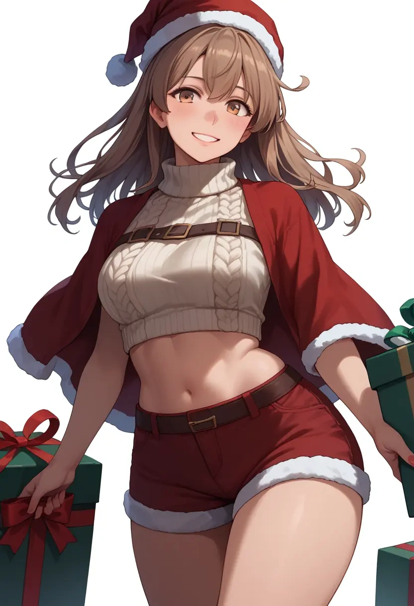 kantai_collection,i-26_(kancolle),Christmas,red velvet shorts,turtleneck sweater  - 