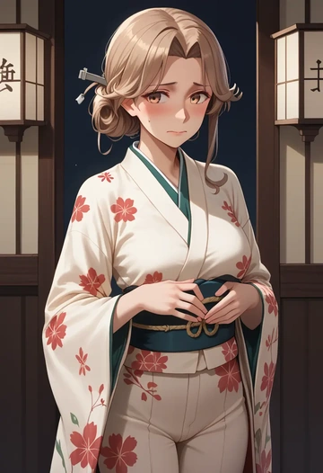 kantai_collection,i-26_(kancolle),kimono,silk,wide-leg trousers  - AI generated anime art