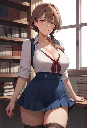 kantai_collection,i-401_(kancolle),mini skirt,stockings  - AI generated anime art