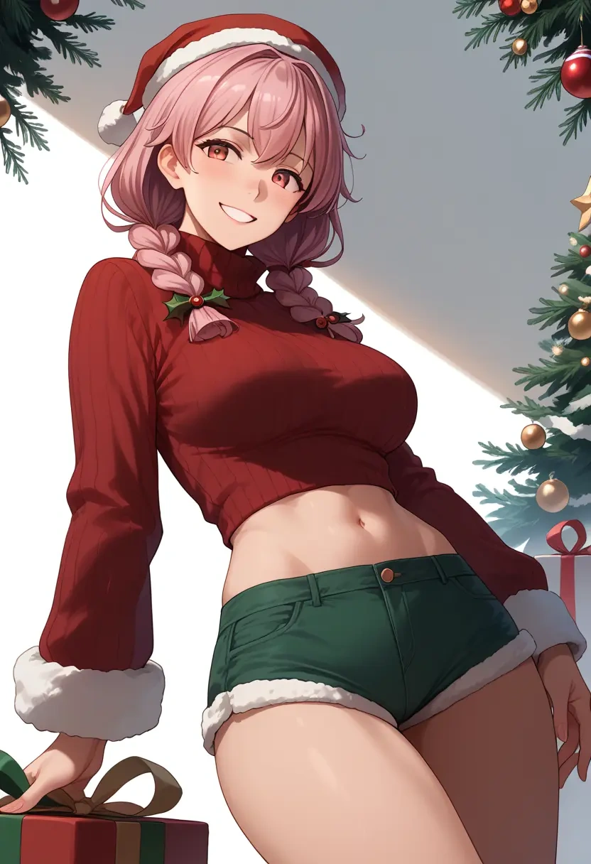 kantai_collection,i-58_(kancolle),Christmas,red velvet shorts,turtleneck sweater  - 