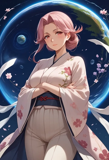 kantai_collection,i-58_(kancolle),kimono,silk,wide-leg trousers  - AI generated anime art