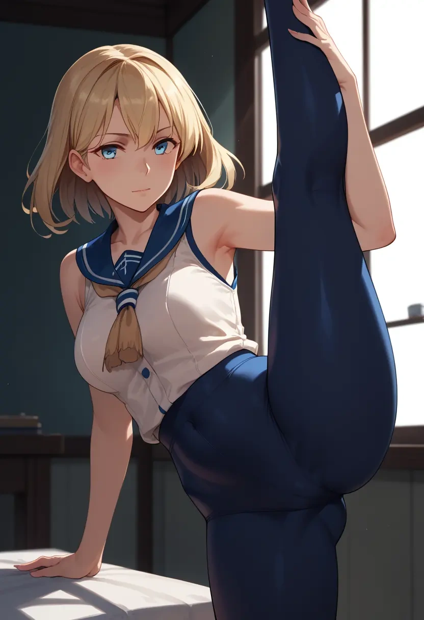 kantai_collection,i-8_(kancolle),yoga, standing split,sexy,  - 