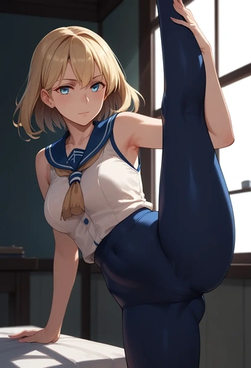 kantai_collection,i-8_(kancolle),yoga, standing split,sexy,  - AI generated anime art