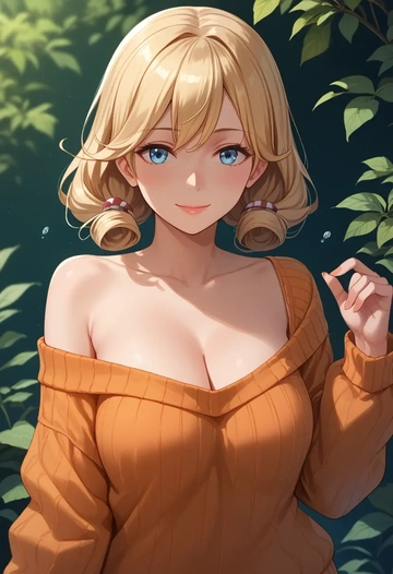 kantai_collection,i-8_(kancolle),orange,sweater  - AI generated anime art