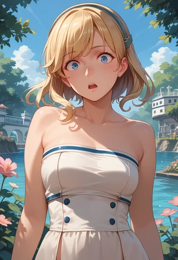 kantai_collection,i-8_(kancolle),tube top,jogger shorts  - AI generated anime art