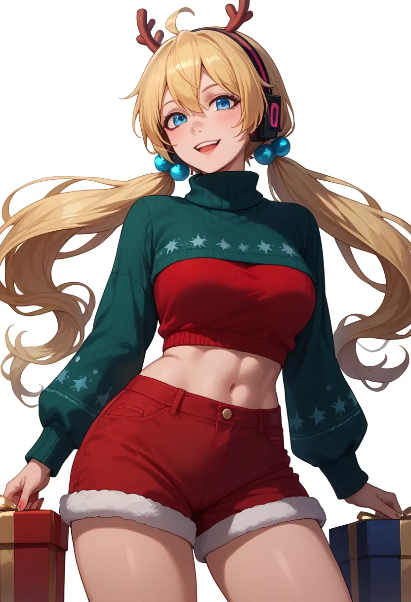 vocaloid,ia_(vocaloid),Christmas,red velvet shorts,turtleneck sweater  - 