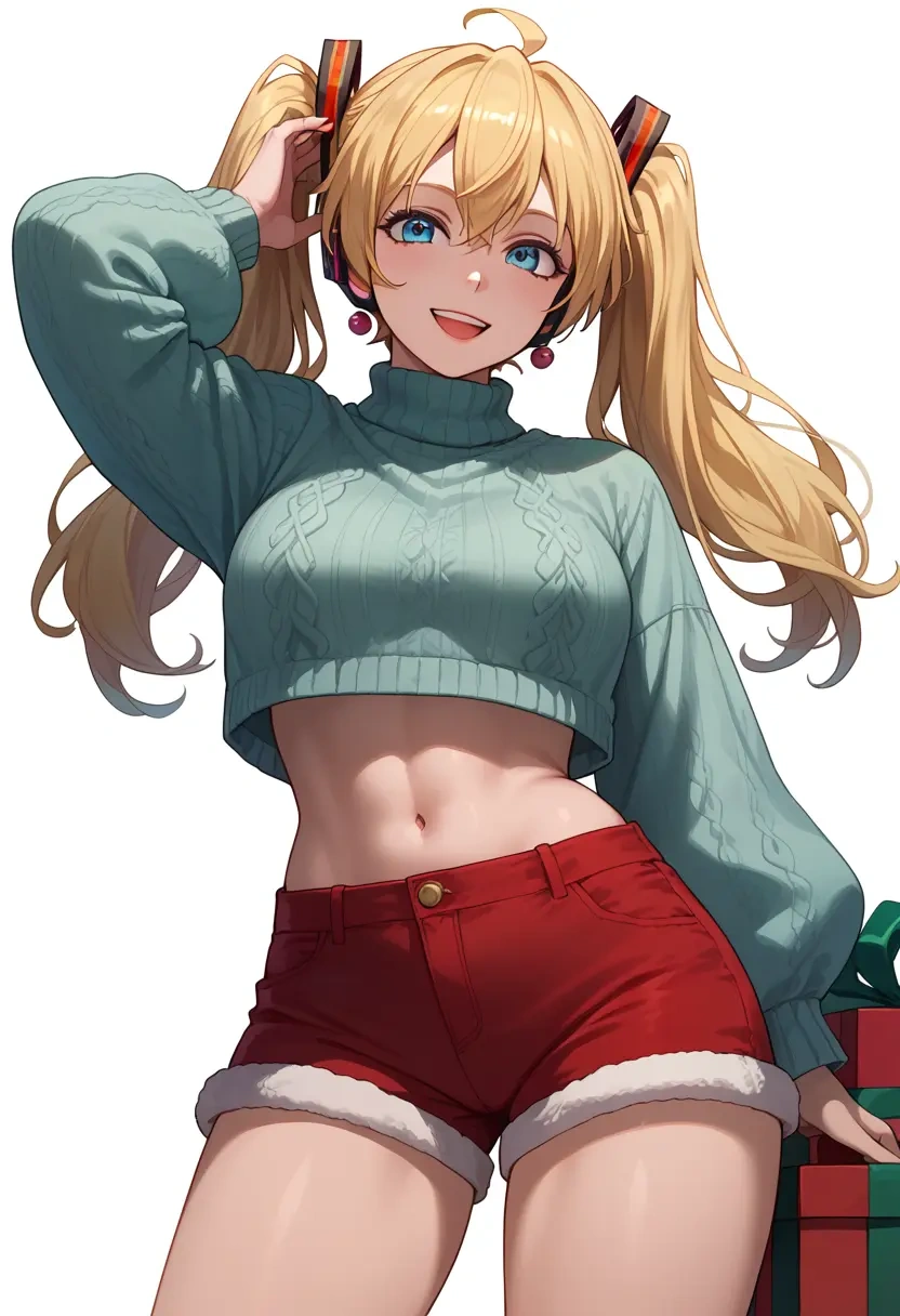 vocaloid,ia_(vocaloid),Christmas,red velvet shorts,turtleneck sweater  - 