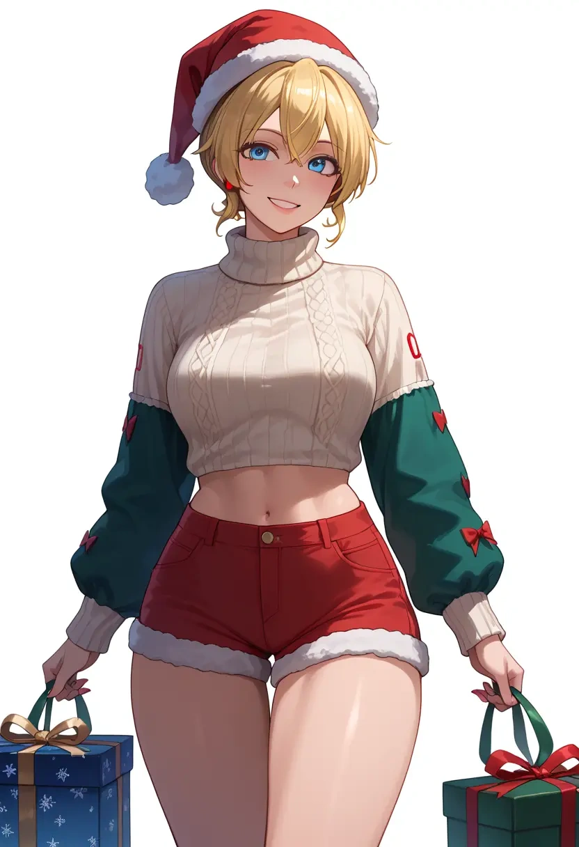 vocaloid,ia_(vocaloid),Christmas,red velvet shorts,turtleneck sweater  - 