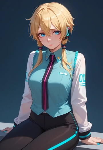 vocaloid,ia_(vocaloid),vest,quilted,jogger pants  - AI generated anime art