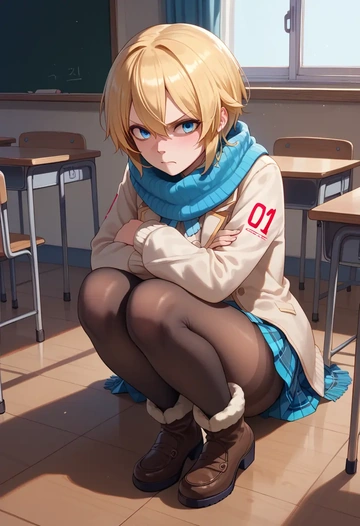 vocaloid,ia_(vocaloid),winter,student uniform,down jacket  - AI generated anime art