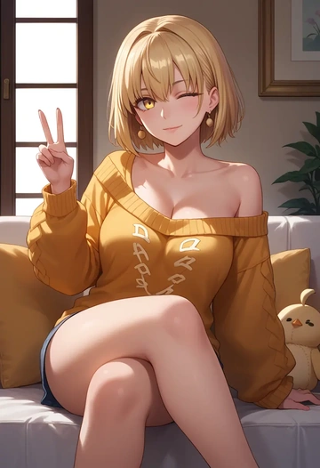 fate_(series),ibaraki_douji_(fate),off-shoulder,sweater  - AI generated anime art