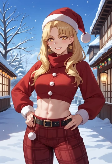 fate_(series),ibaraki_douji_(fate),Christmas,plaid trousers  - AI generated anime art