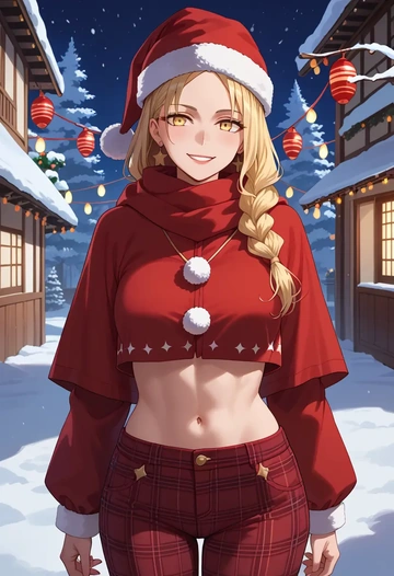 fate_(series),ibaraki_douji_(fate),Christmas,plaid trousers  - AI generated anime art