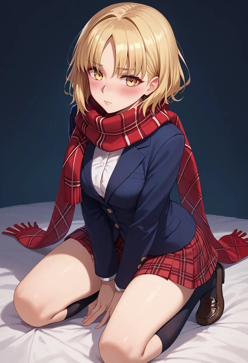 fate_(series),ibaraki_douji_(fate),winter,student uniform,plaid skirt  - 