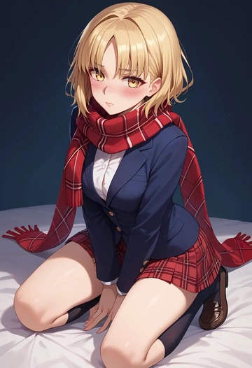 fate_(series),ibaraki_douji_(fate),winter,student uniform,plaid skirt  - AI generated anime art