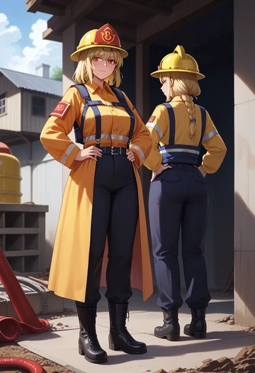 touhou,ibuki_suika,firefighter  - AI generated anime art