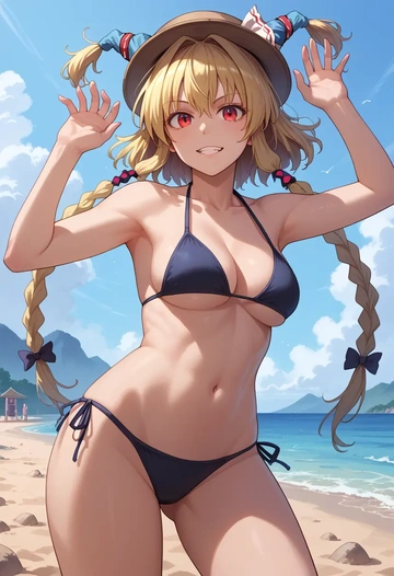 touhou,ibuki_suika,black bikini  - AI generated anime art