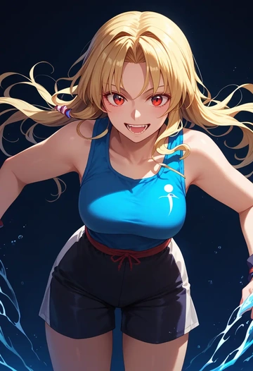 touhou,ibuki_suika,athletic,shorts,sexy  - AI generated anime art