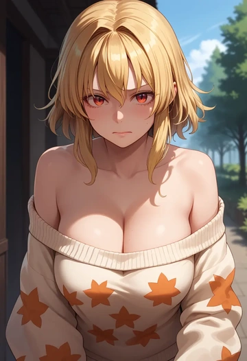 touhou,ibuki_suika,orange,sweater  - AI generated anime art