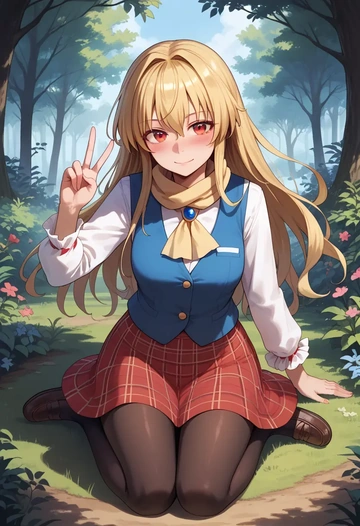 touhou,ibuki_suika,winter,student uniform,vest  - AI generated anime art