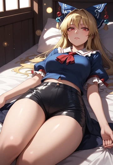 touhou,ibuki_suika,leather,shorts  - AI generated anime art