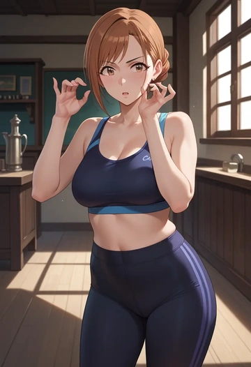 idolmaster,ichihara_nina,yoga shorts, bra  - AI generated anime art