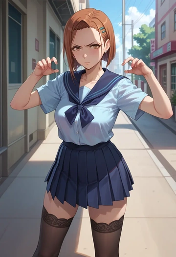 idolmaster,ichihara_nina,jk uniform, stockings  - AI generated anime art