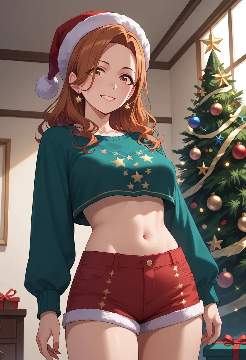 idolmaster,ichihara_nina,Christmas,red velvet shorts  - 