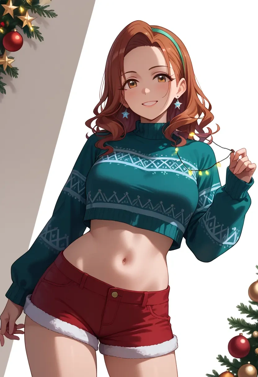 idolmaster,ichihara_nina,Christmas,red velvet shorts  - 