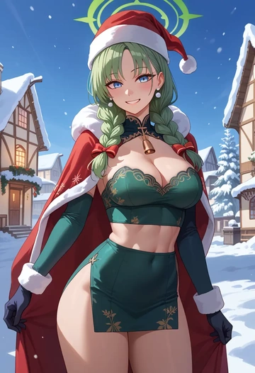 blue_archive,ichika_(blue_archive),Christmas,dress  - AI generated anime art